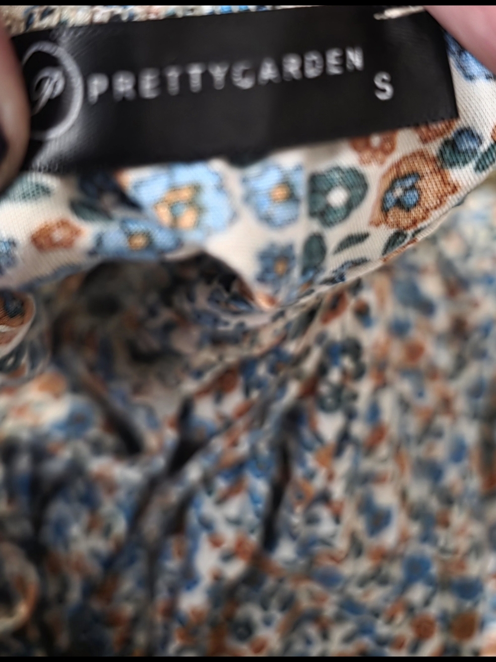 Pretty Garden Bohemian Teal and Rust Floral Smocked Midi Dress - Picture 6 of 6